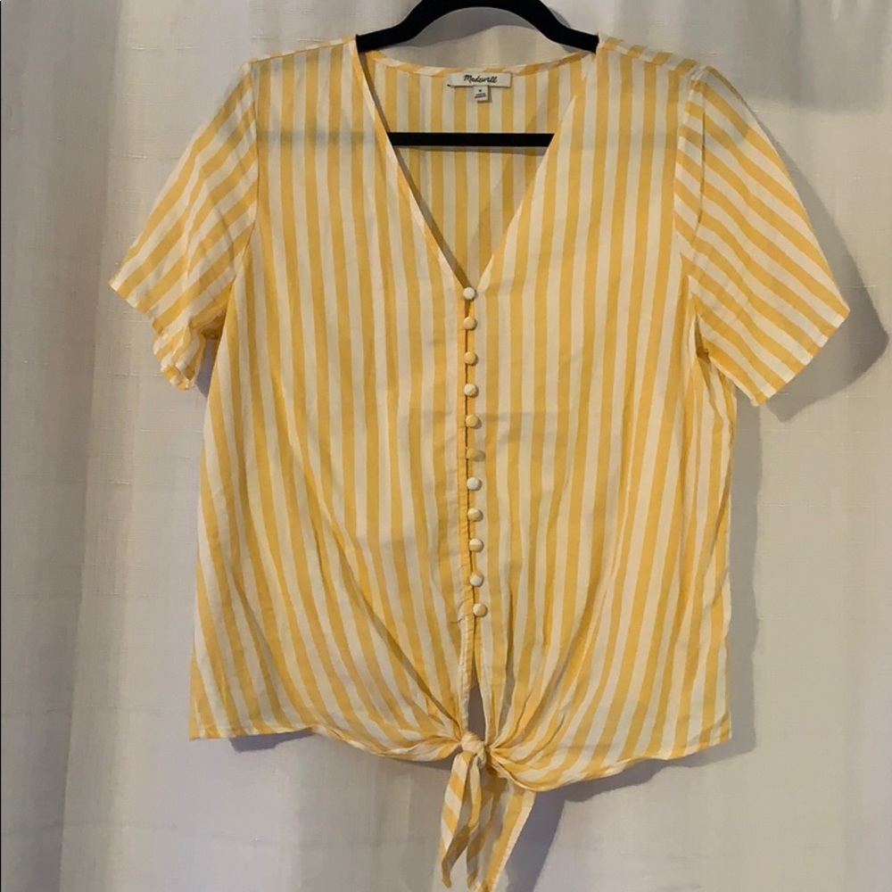 MADEWELL white/yellow blouse size medium